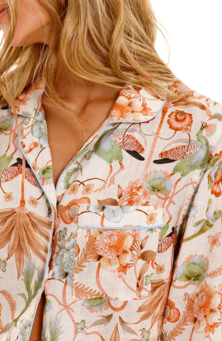 The Lazy Poet Emma Peach Jungle Linen Pajamas, Alternate, color,