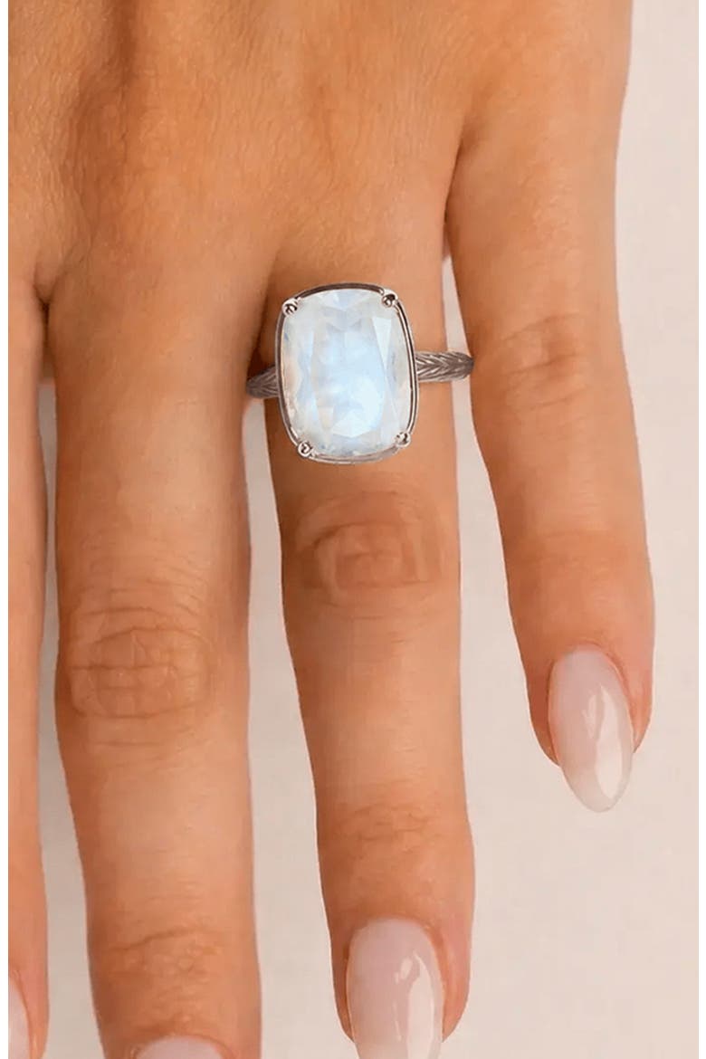 Sterling Silver Elongated Cushion Stone Ring, Alternate, color, SILVER