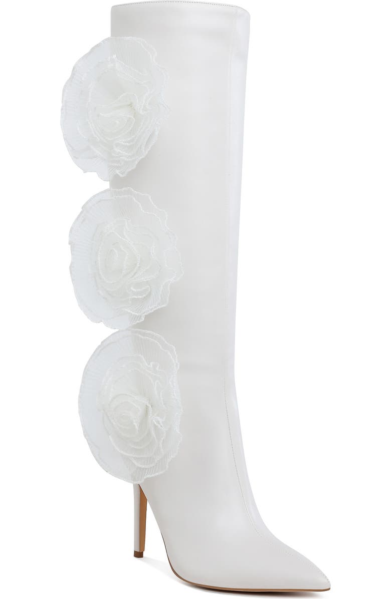 LONDON RAG Chinkara Rose Detail Tall Boot, Main, color, White