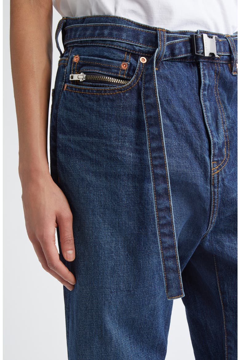 Belted Straight Leg Jeans, Alternate, color, BLUE 401