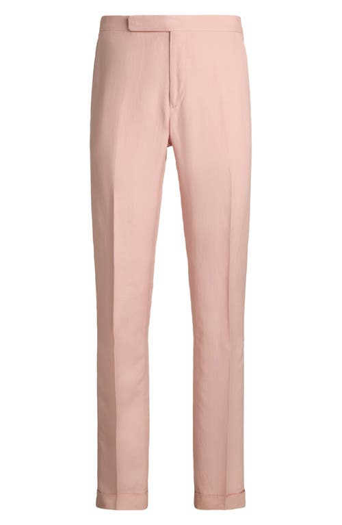 Ralph Lauren Gregory Hand-tailored Silk-linen Trouser In Soft Pink