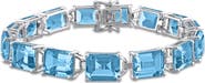DELMAR Emerald-Cut Sky Blue Topaz Tennis Bracelet