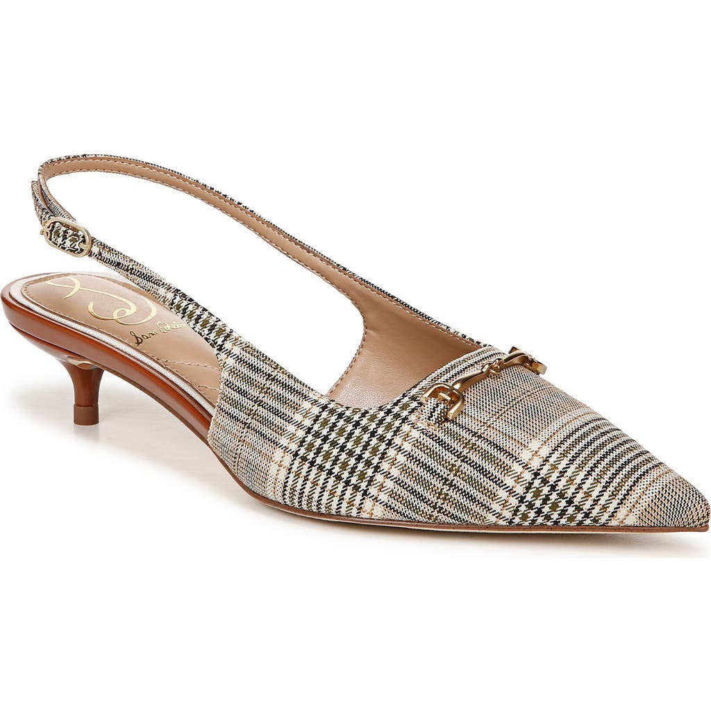 Sam Edelman Farrah Kitten Heel Pointed Toe Slingback Pump In Oat Multi