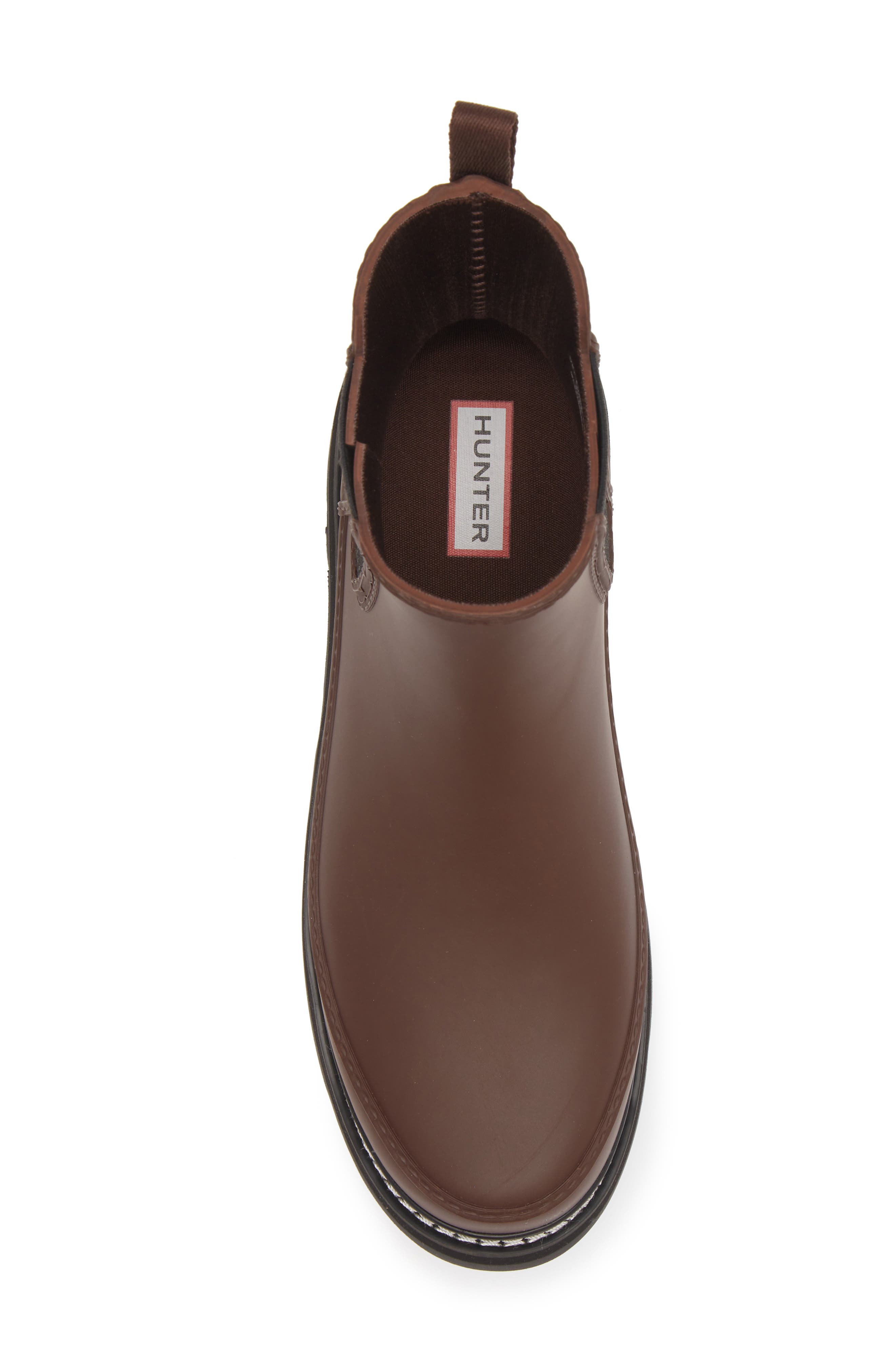 Hunter Refined Stitch Waterproof Chelsea Boot, Alternate, color, Brown Bolt/ Black