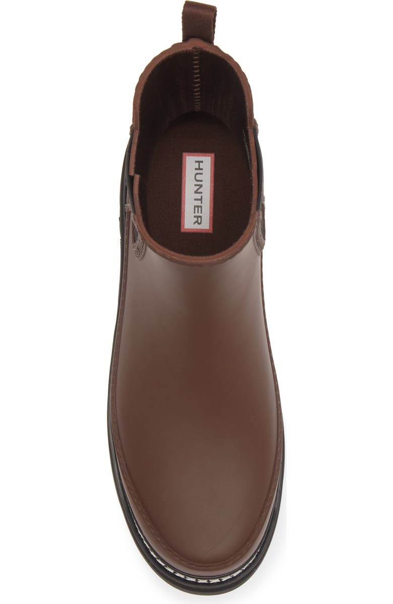 Hunter Refined Stitch Waterproof Chelsea Boot, Alternate, color, Brown Bolt/ Black