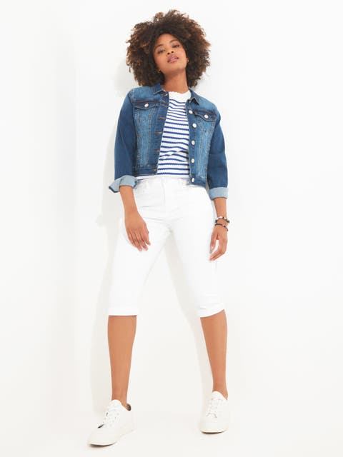 Stretch Denim Capri Pant (Plus)