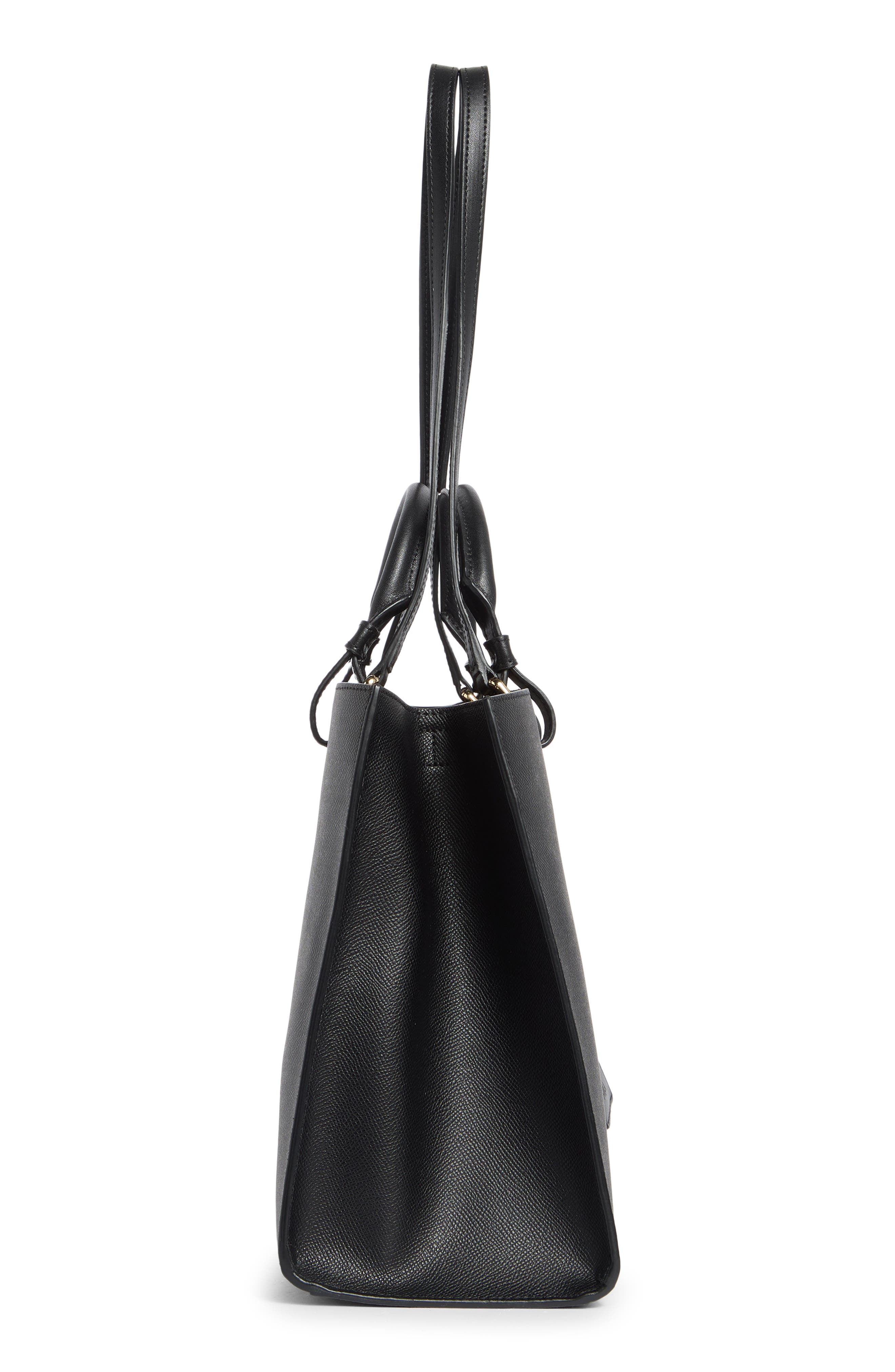 Furla Deva Leather Tote, Alternate, color, Nero