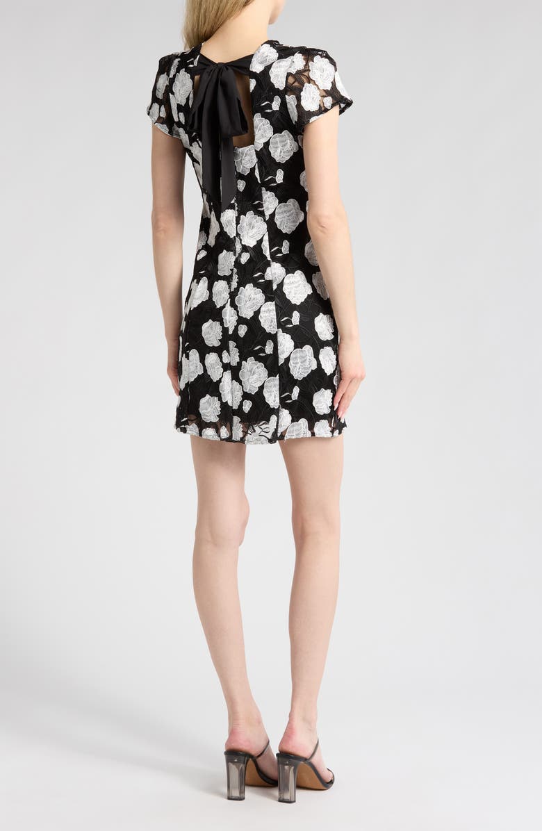 Sam Edelman Floral Embroidered Cap Sleeve Shift Dress, Alternate, color, Black/ White