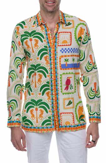RANEES Resort Extra Trim Fit Linen & Cotton Button-Up Shirt