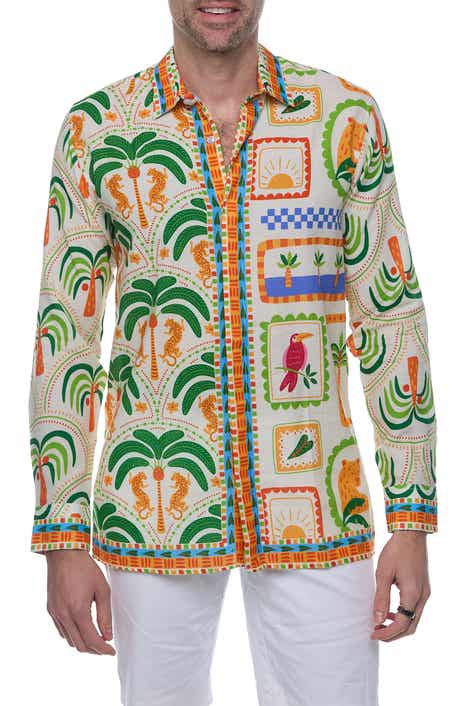RANEES Resort Extra Trim Fit Linen & Cotton Button-Up Shirt