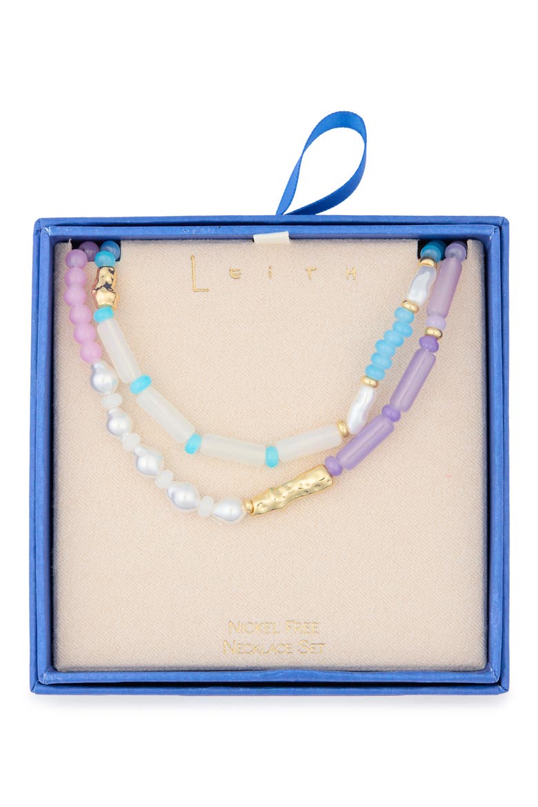 Two-Row Beaded Necklace, Main, color, PURPLE MULTI- GOLD