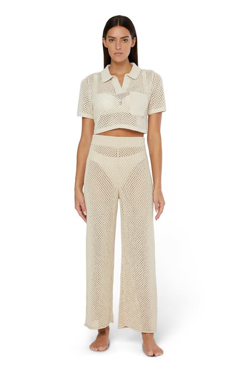 Knit Crochet Cropped Short Sleeve Polo