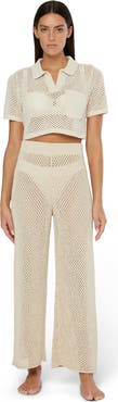 Onia Knit Crochet Cropped Short Sleeve Polo