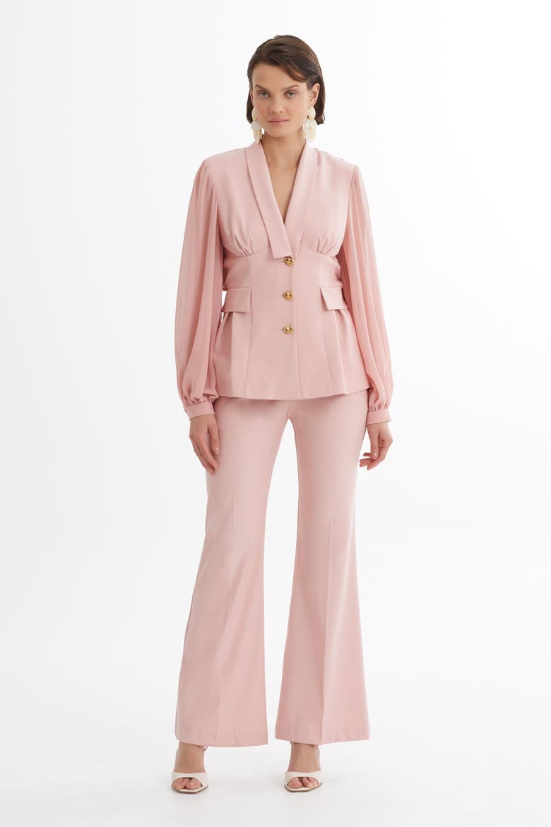 Orange V-Neck Suit Set, Main, color, Orange