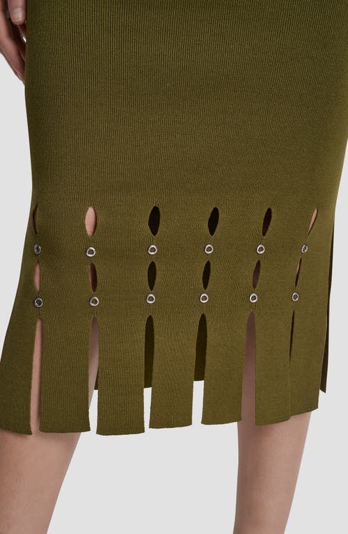 Dkny Sweater Midi Skirt With Gromme In Green