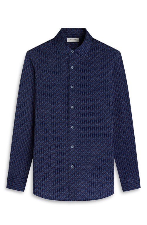 Bugatchi James Ooohcotton® Geo Print Button-up Shirt In Blue