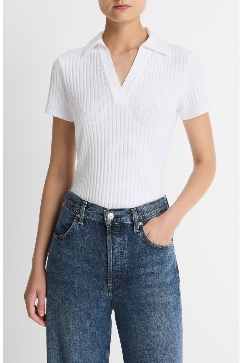Johnny Collar Ribbed Top, Main, color, OPTIC WHITE