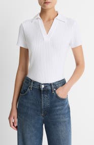 Vince Johnny Collar Ribbed Top