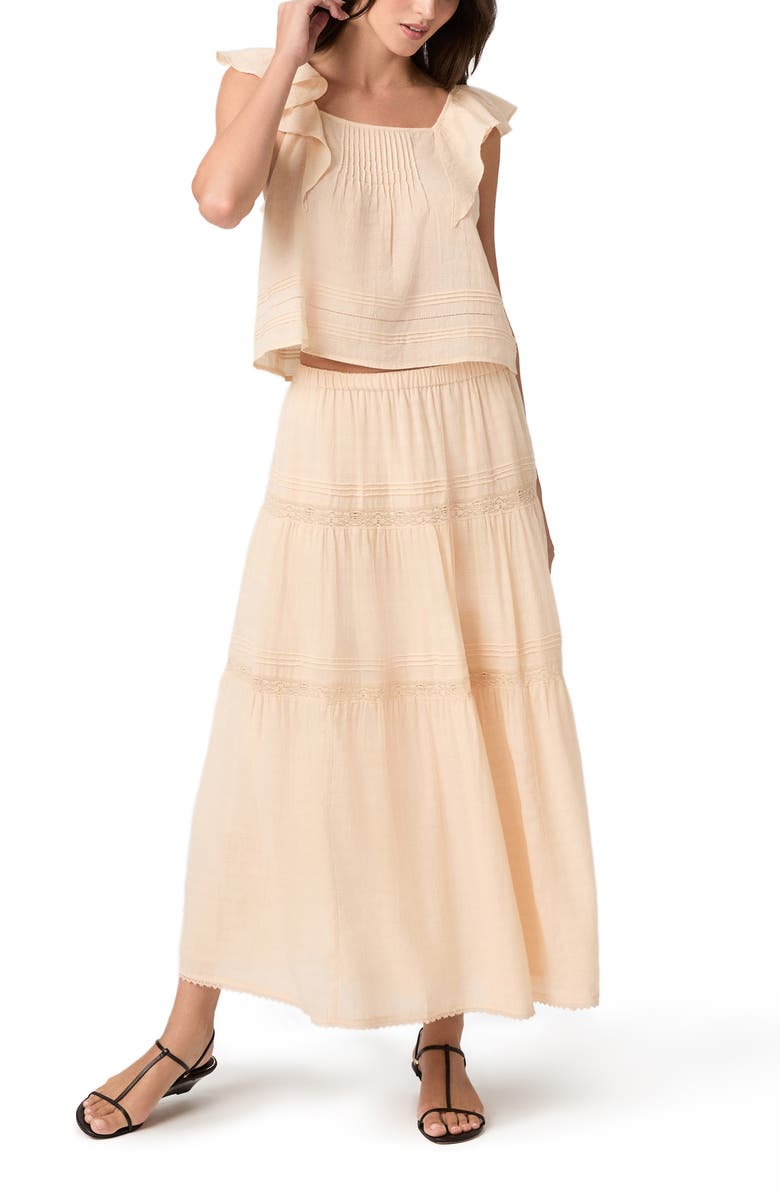 PAIGE Andres Tiered Maxi Skirt, Alternate, color, Light Peach