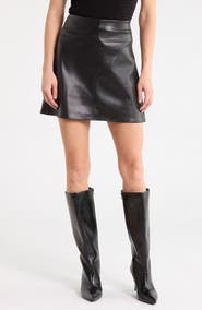 MAX STUDIO Faux Leather Miniskirt