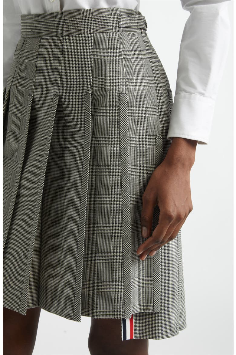 Glen Plaid Pleated Wool Skirt, Alternate, color, BLACK/ WHITE