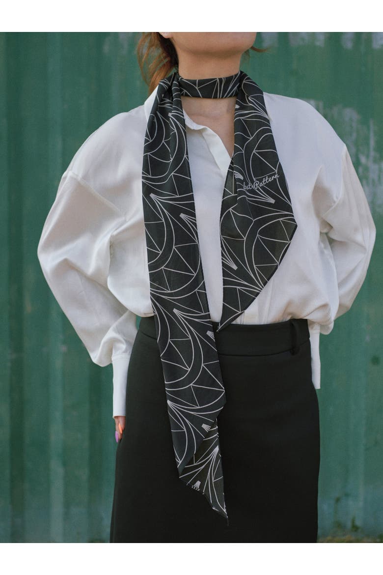 "Chrysler" Silk Crepe Neck Scarf, Alternate, color, Empire Black
