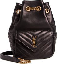 Saint Laurent Mini Joy Matelassé Leather Bucket Bag
