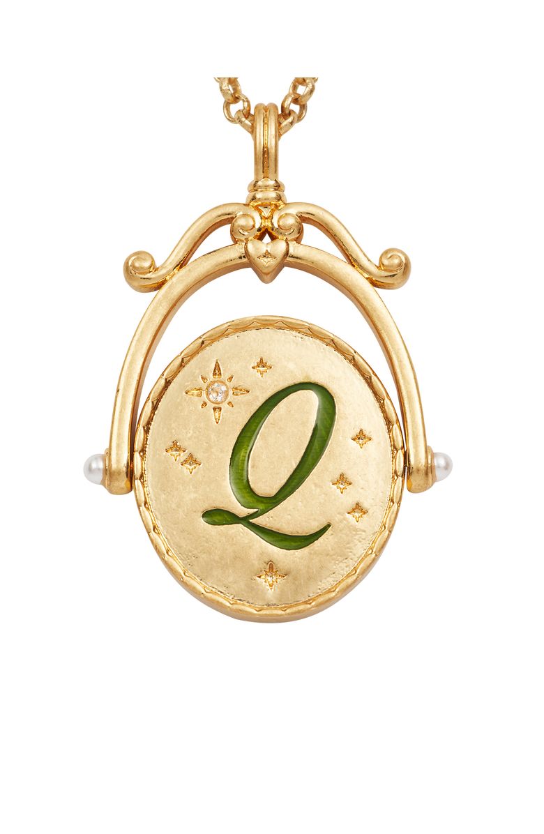 Fable England Q Initial Queen Annes Lace Gold Spinner Chain Necklace, Alternate, color, Gold