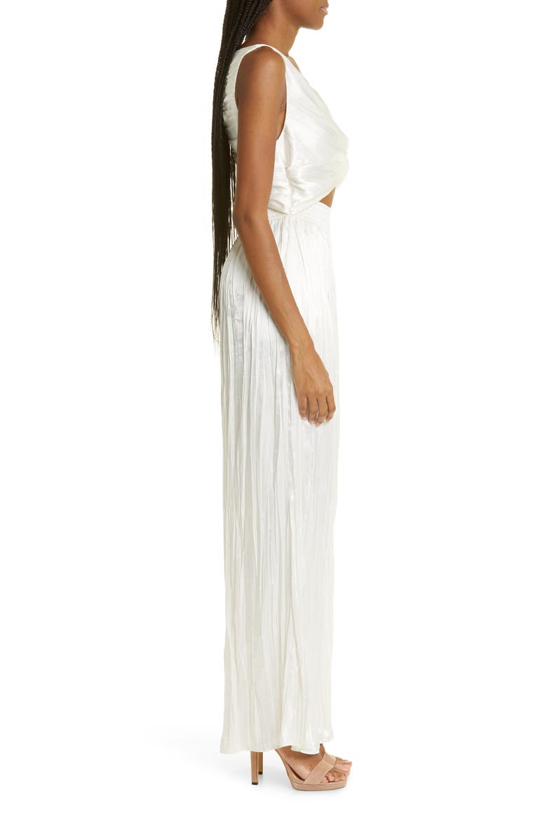 Brendaly Cutout Wide Leg Satin Jumpsuit, Alternate, color, IVORY SUBTLE SHINY PLEAT