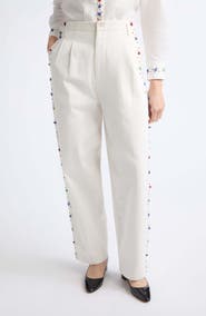 Bode Button Jar Cotton Wide Leg Pants