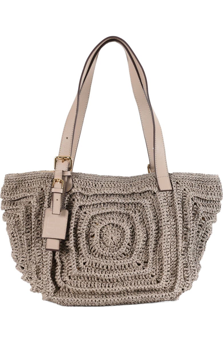Forever & Always Shoes Giorgia Hand Woven Shoulder Bag with Leather Straps, Main, color, Mink Color