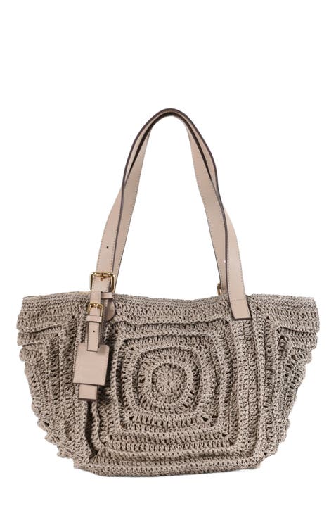 Giorgia Hand Woven Shoulder Bag with Leather Straps