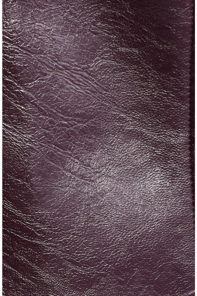 Cleo Faux Fur Collar Faux Leather Crop Jacket, Alternate, color, MAROON
