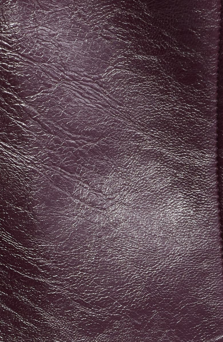 MANGO Cleo Faux Fur Collar Faux Leather Crop Jacket, Alternate, color, Maroon