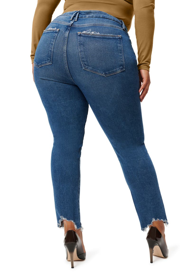 Good Legs High Waist Chew Hem Ankle Cigarette Jeans, Alternate, color, BLUE842