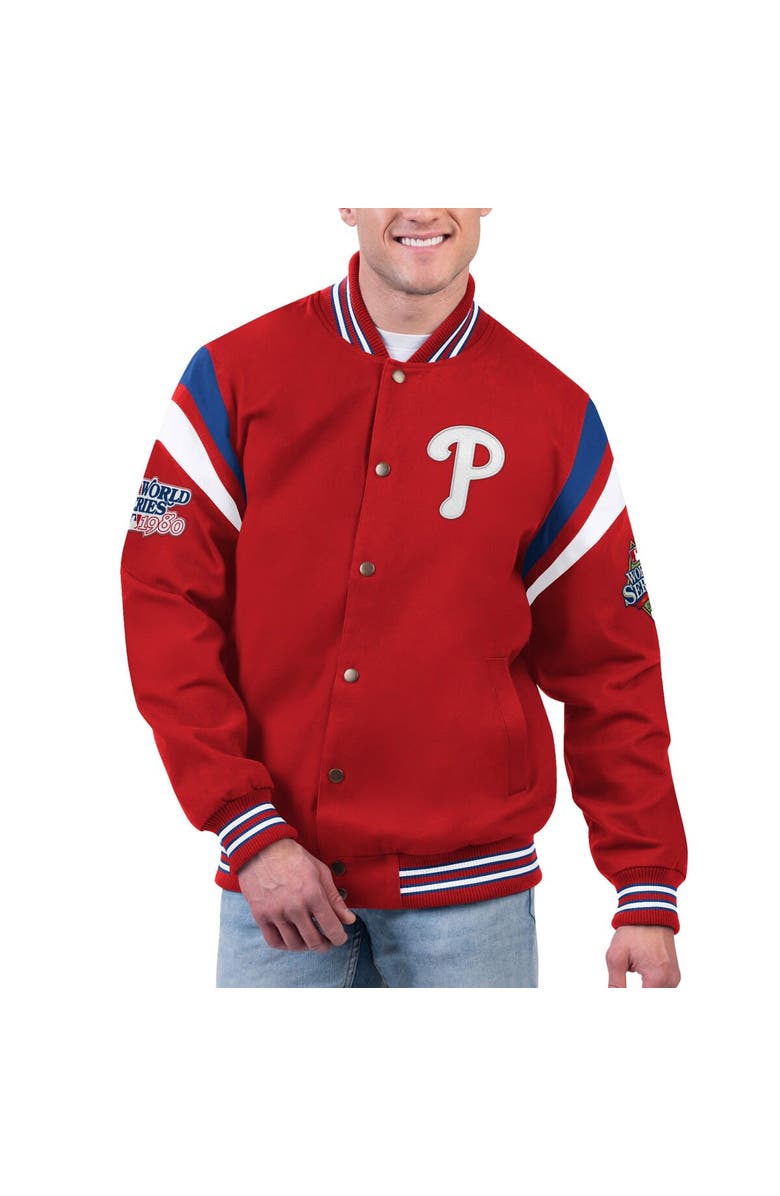 G-III SPORTS BY CARL BANKS Men's G-III Sports by Carl Banks Red Philadelphia Phillies Quick Full-Snap Varsity Jacket, Alternate, color, Red
