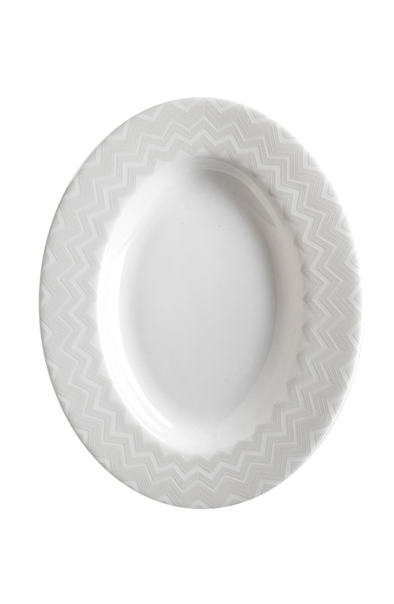 Missoni Home Tableware Pickle Dish ZIG ZAG White diam. 9", Main, color, White