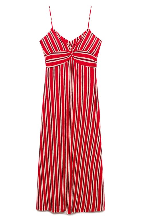 Mango Striped Gathered Dress Red In Multi