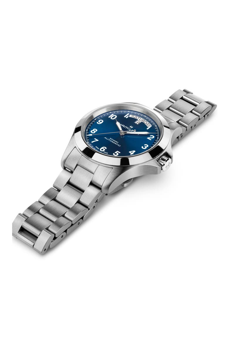 Khaki Field King Automatic Bracelet Watch, 40mm, Alternate, color, BLUE