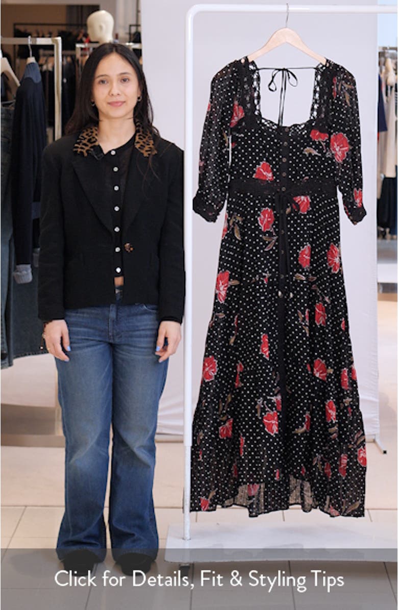 Morning Meadows Floral Lace Trim Maxi Dress, sales video thumbnail