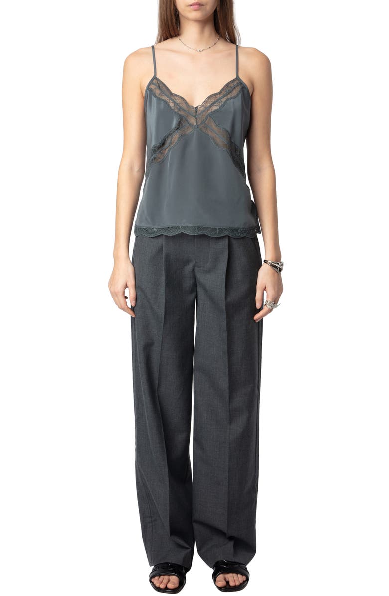 Zadig & Voltaire Puros Tailleur Raw Edge Wide Leg Pants, Alternate, color, 