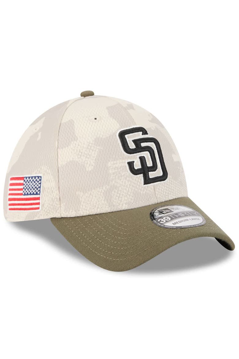 Men's New Era Light Beige/Olive San Diego Padres 2025 Armed Forces Day 39THIRTY Flex Hat, Main, color, Light Beige