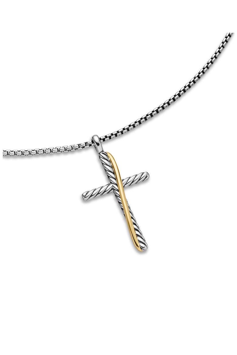 Crossover Cross Necklace with 18K Yellow Gold, Alternate, color, SILVER/ GOLD