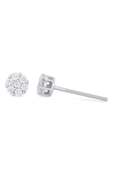 Lab Grown Diamond Cluster Stud Earrings