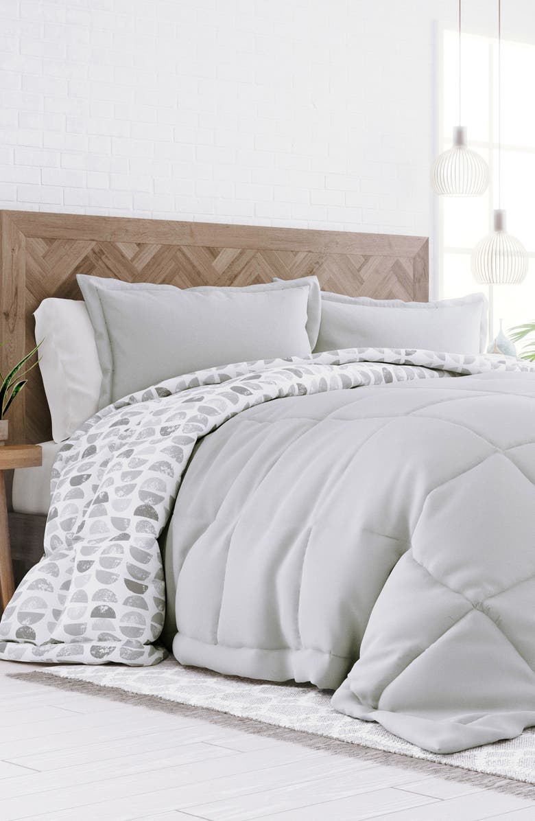 HOMESPUN Premium Down Alternative Moonlight Stars Reversible Comforter Set, Alternate, color, Light Gray