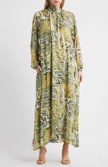 MELLODAY Botanical Tie-Neck Maxi Dress