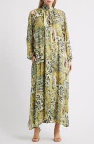 MELLODAY Botanical Tie-Neck Maxi Dress