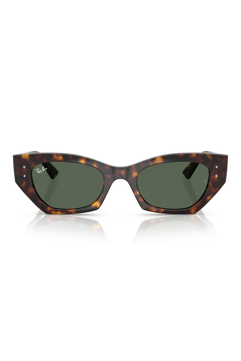 Zena 49mm Geometric Sunglasses, Main, color, HAVANA / DARK GREEN