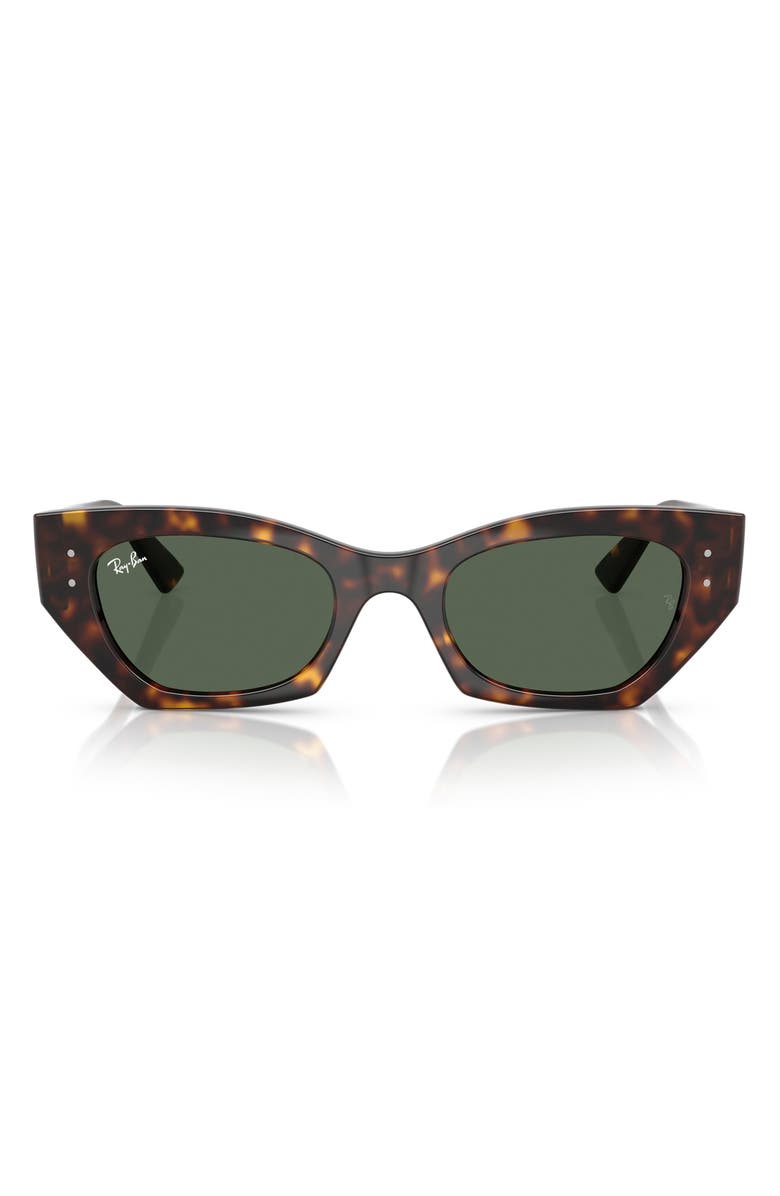 Ray-Ban Zena 49mm Geometric Sunglasses, Main, color, Havana / Dark Green