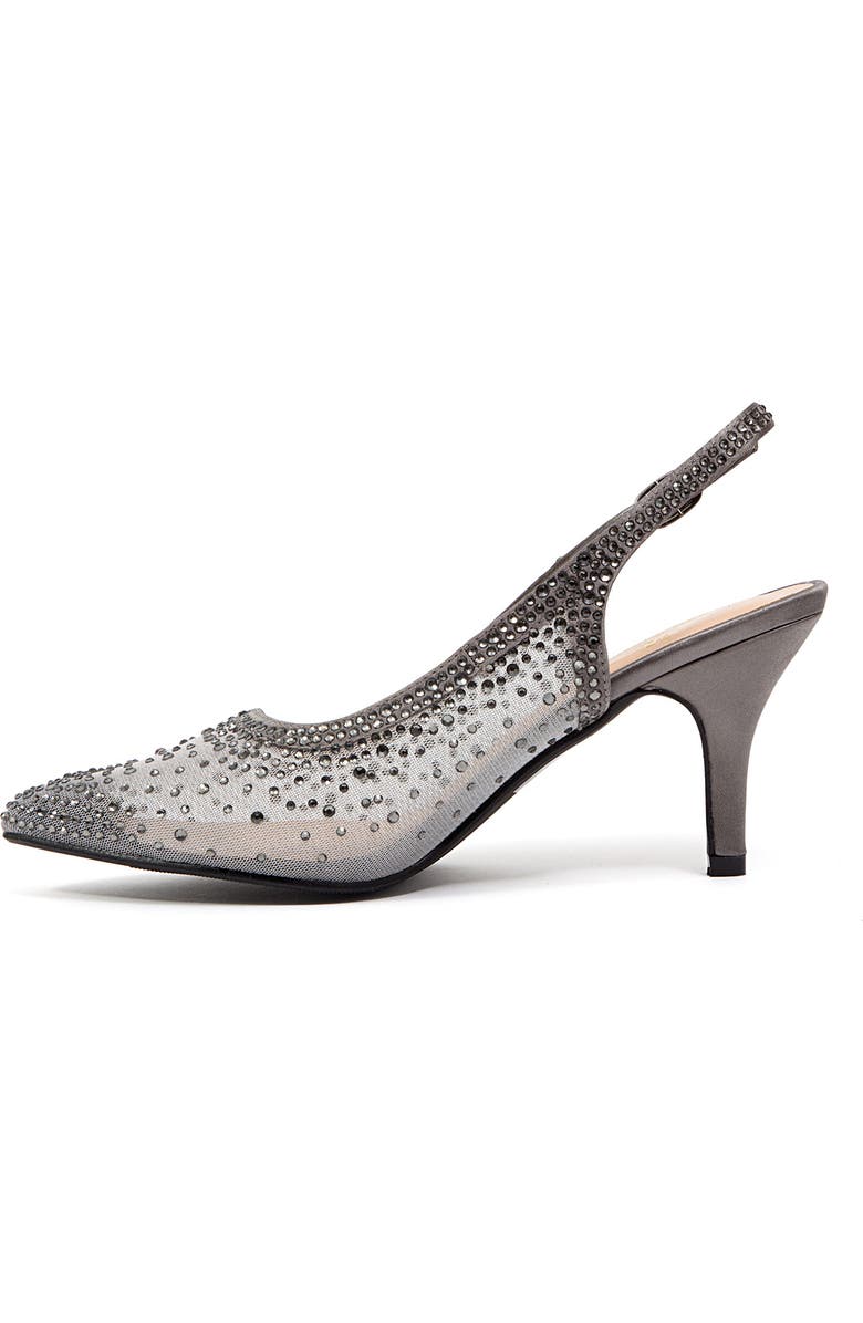LADY COUTURE Lola Embellished Pointed Toe Slingback Pump, Alternate, color, Pewter